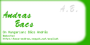 andras bacs business card